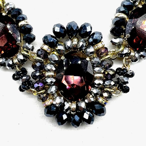 124. Estate Find! Stunning designer statement mauve graphite rhinestone necklace - Picture 4 of 7